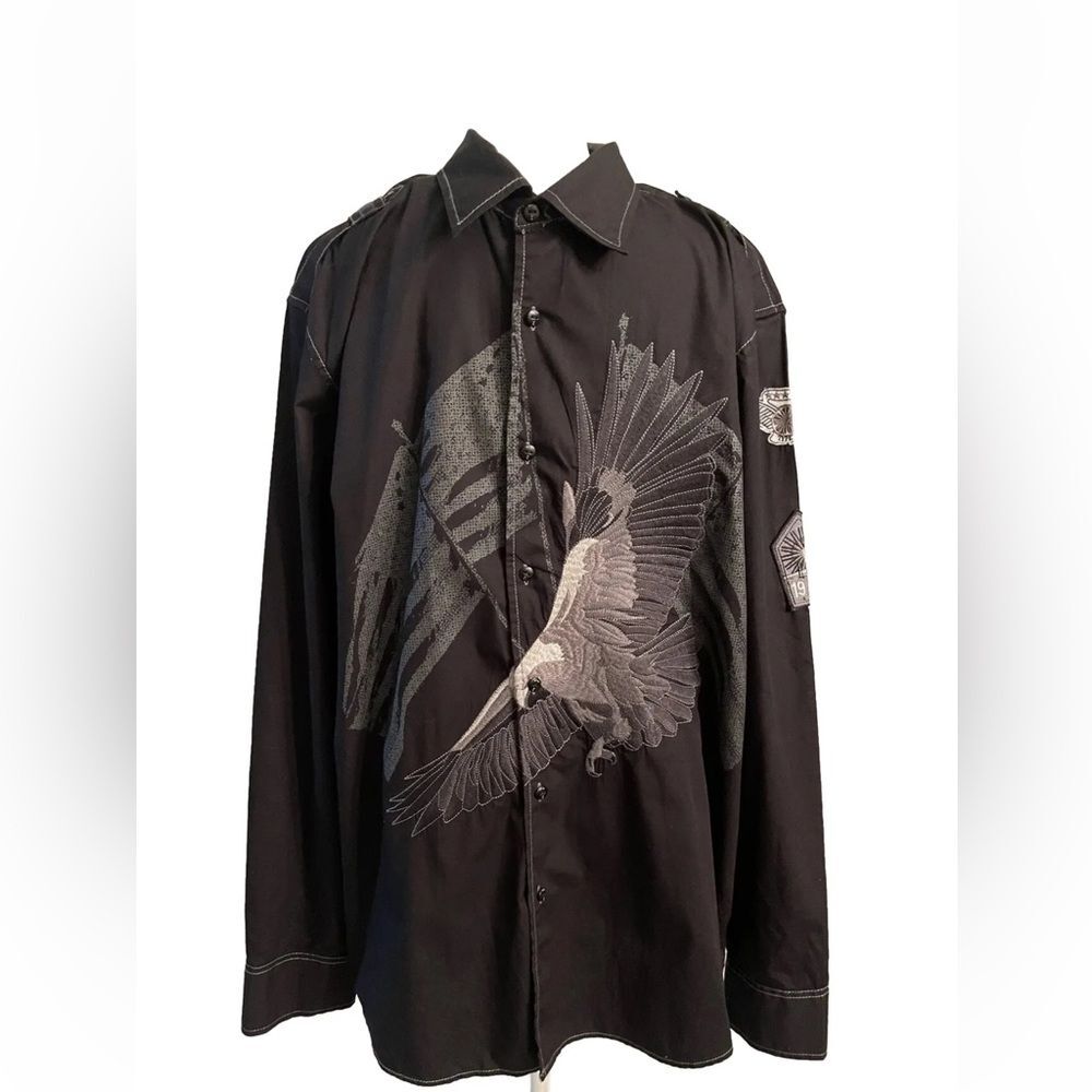 INC International Concepts Button Down Shirt embroidered Eagle casual men’s XL